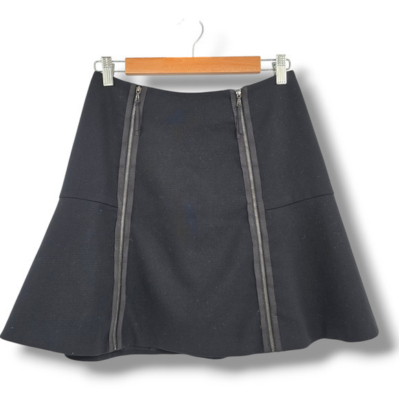 Anthroplogie Leifsdottir Women's Zip Detail Swing‎ A Ling Skirt Black Size 4 - Picture 1 of 12